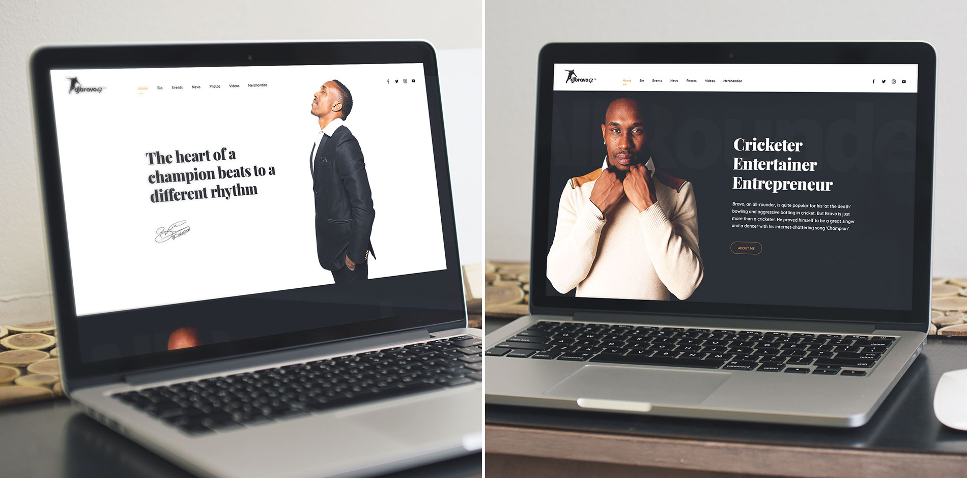 DJ Bravo website mockup